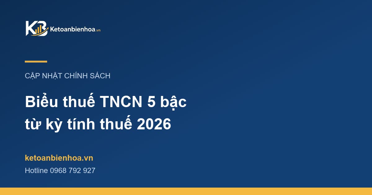 Biểu thuế thu nhập cá nhân 5 bậc theo Luật 109/2025/QH15, áp dụng từ kỳ tính thuế 2026